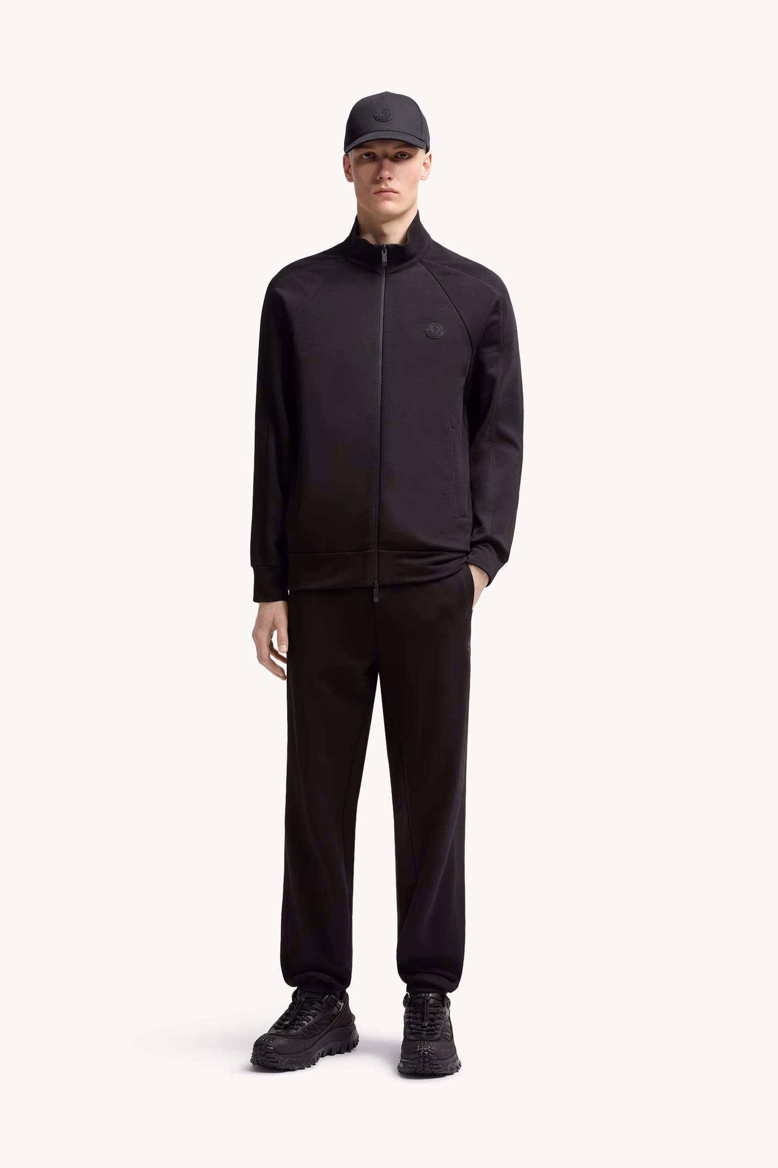 Cotton Zip-Up Sweatshirt Men Black Moncler 0